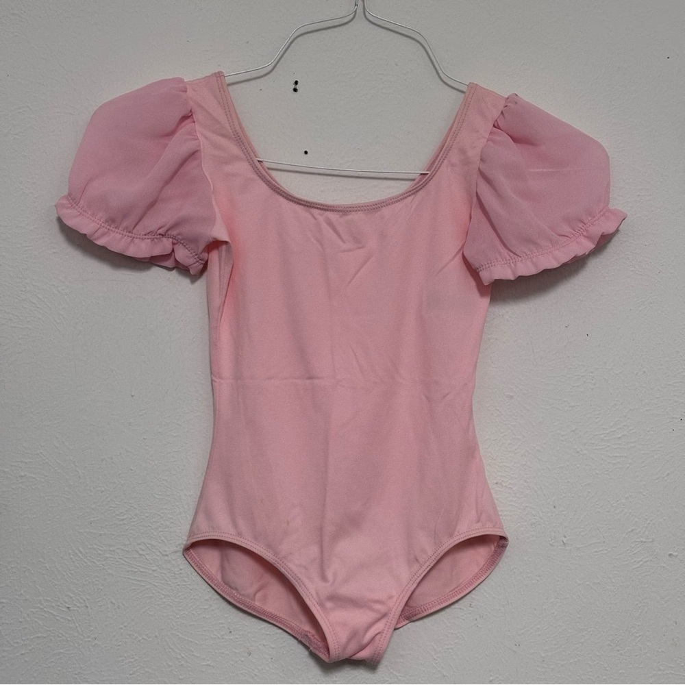 Danskin Freestyle Pink Leotard Gathered Bodice Girls Sz 8-10